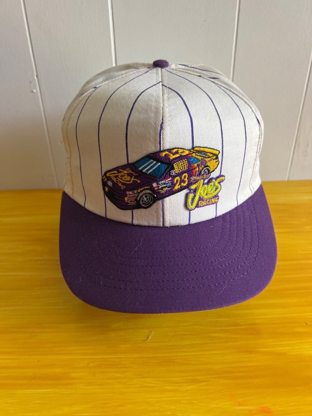 Vintage Joes Racing Snapback Hat Purple Striped Adjustable Made In USA W3